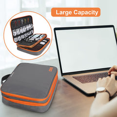 Travel Electronic Accessories Organizer, Cokia Large Capacity Storage Handbag Cable Organizer Bag Waterproof Carry Pouch for 11.6''Laptop,Tablet,Cellphone,Hard Drives, Power - Grey