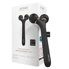 GESKE SmartAppGuided™ Sonic Facial Roller | 4 in 1 | Facial Dermasmooth Stimulator | Derma Roll | Professional Facial Roller | Derma Roller for Skincare and Beauty Routine | Smooth Skin