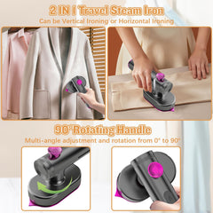 TERRIFI Hand Steamers for Travel Iron, Portable Garment Steamer Travel Iron, Fast Heat-up, Ceramic Nonstick Sole Plate, Dry and Wet Ironing, Suitable for Trips & Home Use