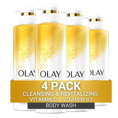 Olay Cleansing & Revitalizing Body Wash for Women, Advanced Formula with Vitamin C & Vitamin B3 Complex, 20 fl oz (Pack of 4)