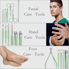 TZAONEN Manicure Set Mens Women Pedicure Set 18 In 1 Finger Nail Grooming Kit with Leather Travel Case Manicure Set Professional Nail Clippers kit Pedicure Care Tools