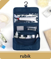 Rubik Travel Hanging Toiletry Cosmetic Bag, Portable Makeup Pouch Kit Organizer for Men & Women, Spacious & Compact, Water Resistant, Navy Blue