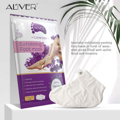 ALIVER Foot Peel Mask - 5 Pack, Exfoliating Feet Mask For Baby Soft Skin, Repair Dead Skin, Calluses, ed - Lavender