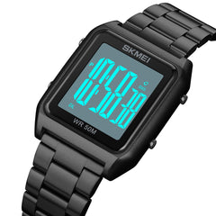 SKMEI Mens Wrist Watch, Business Casual Mens Watches with Stainless Steel Waterproof Chronograph Quartz Watch for Men, Black White, 1.73*1.42*0.47inches, casual