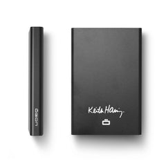 OGON Aluminum automatic card holder Slider - RFID Blocking – The original minimalist slim wallet for men and women - Up to 6 cards - Keith Haring White Print