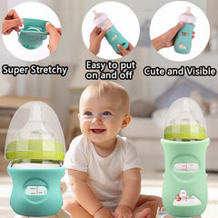 QinSuiKai 4 Pack Silicone Sleeves for Avent Natural Glass Baby Bottles, Anti Breakage Baby Bottle Holder, Compatible with Philips Avent Glass Natural Baby Bottle, BPA Free (Milk White, 8 OZ)