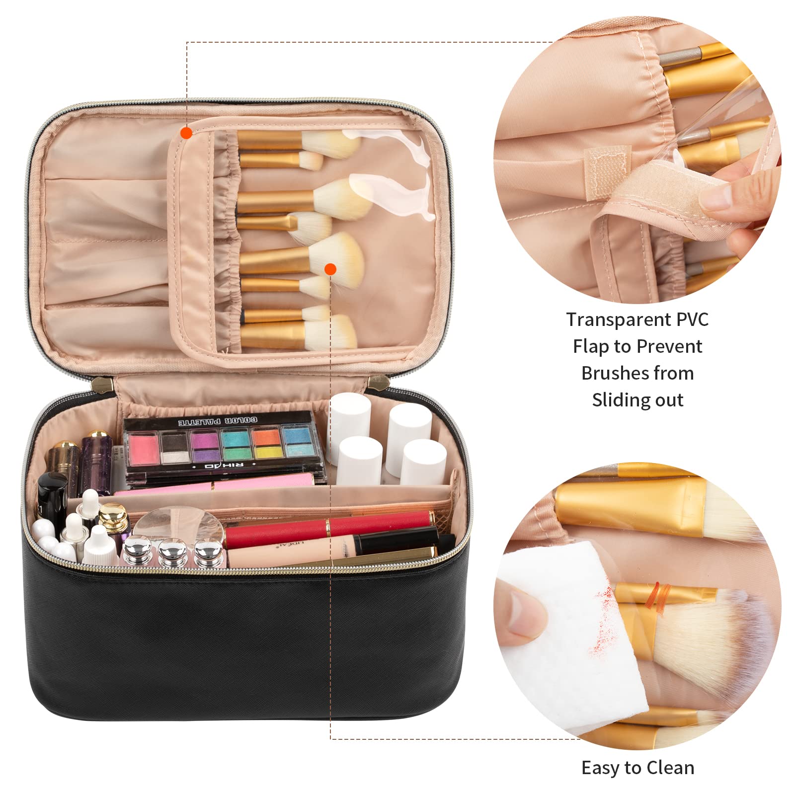OCHEAL Makeup Bag, Portable Cosmetic Bag, Large Capacity Travel Makeup