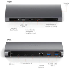 Satechi 11 in 1 Thunderbolt 4 USB C Docking Station, 100W Charging, Dual 4K/60Hz displays, 3 Thunderbolt Ports, 3 USB-A 3.2 Ports, USB-A 2.0 Port, SD Card Reader for MacBook Air/Pro, Mac/Windows