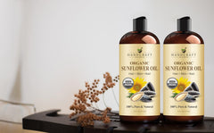 Handcraft Blends USDA Organic Sunflower Oil - Cold-Pressed 16 Fl Oz - 100% Pure and Natural - Premium Grade Carrier Oil for Skin and Hair - Hair and Body - Massage - Hexane-Free