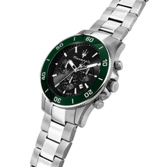 Maserati Lifestyle Chronograph Date Small Seconds Analog Dial Color Black Watches for Men - R8873600008 - Green, Silver