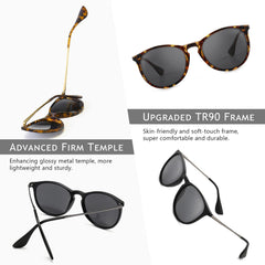 SUNGAIT Vintage Round Sunglasses for Women Men Classic Retro Designer Style