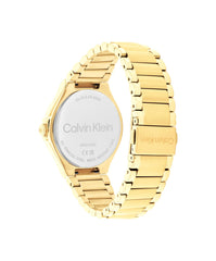 CALVIN KLEIN WOMEN'S GREEN DIAL IONIC PLATED THIN GOLD STEEL BRACELET WATCH - 25100053