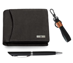 WildHorn® RFID Protected Genuine Leather Wallet & Gift Combo for Men - D.Brown H M