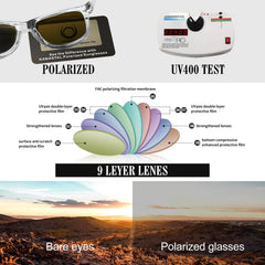 KANASTAL Polarized Sunglasses Men, Fashion Square Sun Glasses Women, Classic Shades for Womens, Driving Fishing Outdoor 100% UV400 Protection