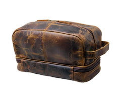 jaald Men's Buffalo Genuine Leather Toiletry Bag Waterproof Dopp Kit Shaving Bags And Grooming For Travel Groomsmen Gift Men Women Hanging Zippered Makeup Bathroom Cosmetic Pouch Case Make Up kit