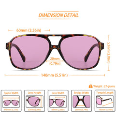 Freckles Mark Vintage Retro 70s Sunglasses for Women Men Classic Large Squared Aviator Frame UV400 Trendy Orange Glasses