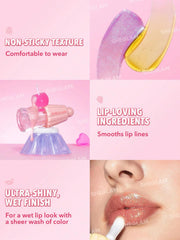 SHEGLAM - Jelly Wow Hydrating Lip Oil with Glitter, Nourishing Formula, Pink Shade (Strike Gold, 5.5 ml)