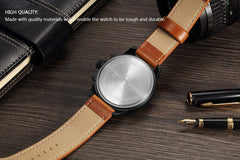 CURREN 8225 Quartz Leather Strap 30M Waterproof Watch - Black
