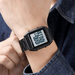 SKMEI Mens Wrist Watch, Business Casual Mens Watches with Stainless Steel Waterproof Chronograph Quartz Watch for Men, Black White, 1.73*1.42*0.47inches, casual