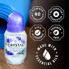 Crystal Essence Mineral Deodorant Roll-On, Lavender & White Tea 2.25 oz (Pack of 5)