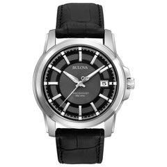 Bulova Men's 96B158 Precisionist Leather Strap Watch One Size - Black