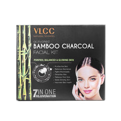 Vlcc Activated Bamboo Charcoal Facial Kit For Purified- Balanced & Glowing Skin, 60 G