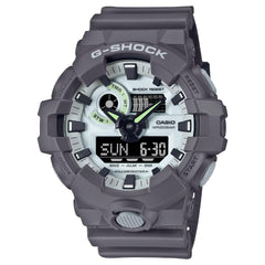 G-Shock Casio GA700HD-8ADR Analog/Digital Wrist Watch with Grey Rasin Band, 50 mm Size, White/Grey, Mens