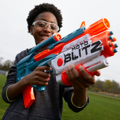 NERF Elite 2.0 Motoblitz Blaster with Scope, Motorized 10-Dart Blasting, Airblitz 6 Darts, 22 Darts, Outdoor Toys for 8 Year Old Boys & Girls