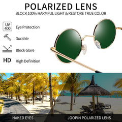 Joopin Round Polarized Sunglasses for Men Women, UV Protection Sun Glasses Small Circle Hippie Lennon Shades Sunglasses