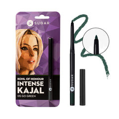 Sugar Cosmetics Kohl of Honor Intense Kajal | Lasts up to 12 hours | Long-lasting, smudge-proof and waterproof kajal | Matte finish | Twist-up kajal pencil | Paraben-free | 05 Go Green