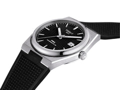 Tissot Mens PRX Powermatic 80 316L Stainless Steel case Automatic Watches, Black, Rubber, 12 (T1374071705100)