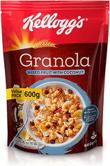 Kellogg's Granola Mixed Fruit With Coconut | 600g | Goodness of Raisins, Cranberries & Bananas | Source of Fibre | Delicious Crispy Oat Granola | Ideal For Breakfast & Snacks