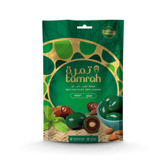 Tamrah Mint Chocolate, Dates Coated In refreshing Mint Chocolate With Almonds Zipper Bag 100 grams