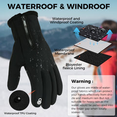 TERRIFI Winter Gloves, Men Women Touch Screen Glove, Classic Unisex Leather Gloves for Cycling, Running, and Fishing - Waterproof and Thermal for Men and Women