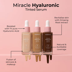 MCoBeauty Miracle Hyaluronic Tinted Serum, 3-4 Light/Medium, Hydration & Glow for Radiant Skin, Vegan, Cruelty Free Cosmetics
