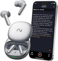 VIAIM RecDot AI Earbuds - AI Meeting Assistant with Real-Time Transcription & Translation (16 Languages), FlashRecord, 48dB ANC, To-Do Lists & Summaries - Silver