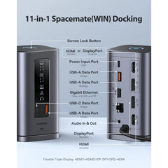 Baseus Spacemate (WIN) 11-in-1 USB-C Docking Station - Triple 4K Display, 100W PD