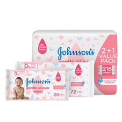 Johnson's Baby Wipes - Gentle All Over, 216 Total Count