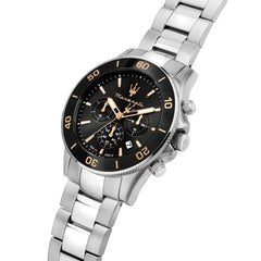 Maserati COMPETIZIONE 43MM CHR Black DIAL BR SS, Modern - Stainless Steel/Metallic