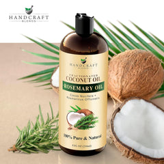 Handcraft Blends Fractionated Coconut Oil Infused with Rosemary - 8 Fl Oz - 100% Pure and Natural - Premium Grade Carrier for Skin, Hair and Massage