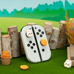 GeekShare Cute Silicone Game Console Thumb Grip Caps, Joystick Cover Compatible with Switch/OLED/Switch Lite, 4PCS - Rabbit & Carrot