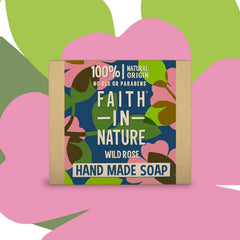 Faith In Nature Natural Wild Rose Hand Soap Bar, Restoring, Vegan & Cruelty Free, No SLS or Parabens, 100g