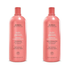 Aveda Nutriplenish Light Moisture Shampoo & Conditioner Duo for Normal to Dry Hair Organic Pomegranate Oil, Coconut Oil, Mango Butter Liter Size