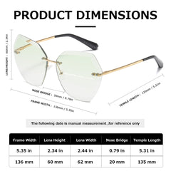 AEVOGUE Sunglasses For Women Oversized Rimless Diamond Cutting Lens Sun Glasses AE0534