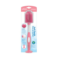 Dr Brown's Natural Flow Dr. Soft Touch No Scratch Baby Bottle Cleaning Brush Cleaner with Stand and Storage Clip, BPA Free, Pink 1-Pack