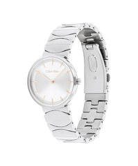 CALVIN KLEIN WOMEN'S SILVER WHITE DIAL STAINLESS STEEL BRACELET WATCH - 25100042