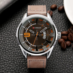 Curren Casual Watch For Men - Leather Band - 8295 - Brown