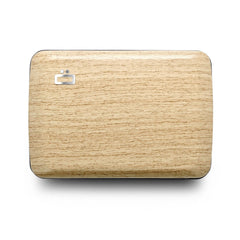 Aluminium Smart Case V2 Wallet - Metal Clasp - RFID Blocking Card Holder - Holds up to 10 Cards and Banknotes - Covering Wood Imitation Bamboo