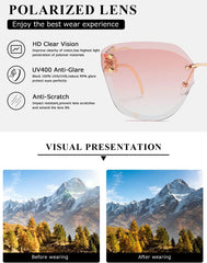 AEVOGUE Sunglasses For Women Oversized Rimless Diamond Cutting Lens Sun Glasses AE0534