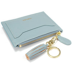 Minimalist Small Leather Card Holder Pocket Wallet Womens Coin Purse Handbag (Z-Blue)